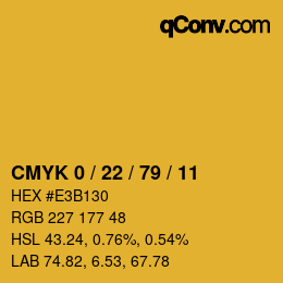 Código de color: CMYK 0 / 22 / 79 / 11 | qconv.com