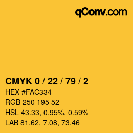 Color code: CMYK 0 / 22 / 79 / 2 | qconv.com