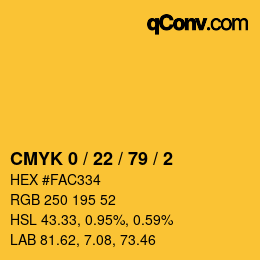 Color code: CMYK 0 / 22 / 79 / 2 | qconv.com