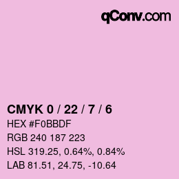 カラーコード: CMYK 0 / 22 / 7 / 6 | qconv.com