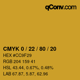 Color code: CMYK 0 / 22 / 80 / 20 | qconv.com