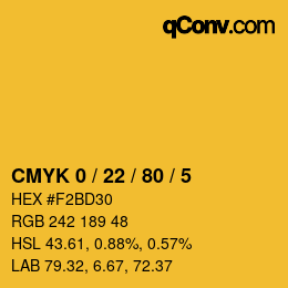 Color code: CMYK 0 / 22 / 80 / 5 | qconv.com