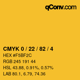 Color code: CMYK 0 / 22 / 82 / 4 | qconv.com