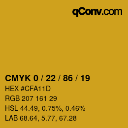 カラーコード: CMYK 0 / 22 / 86 / 19 | qconv.com