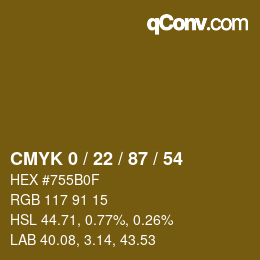 Farbcode: CMYK 0 / 22 / 87 / 54 | qconv.com