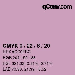 Color code: CMYK 0 / 22 / 8 / 20 | qconv.com