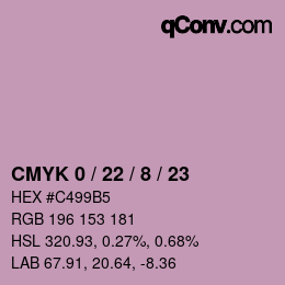 カラーコード: CMYK 0 / 22 / 8 / 23 | qconv.com