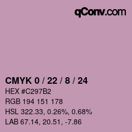 Farbcode: CMYK 0 / 22 / 8 / 24 | qconv.com