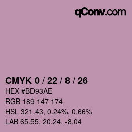 カラーコード: CMYK 0 / 22 / 8 / 26 | qconv.com