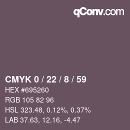カラーコード: CMYK 0 / 22 / 8 / 59 | qconv.com