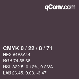 Color code: CMYK 0 / 22 / 8 / 71 | qconv.com