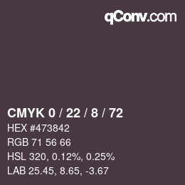 カラーコード: CMYK 0 / 22 / 8 / 72 | qconv.com