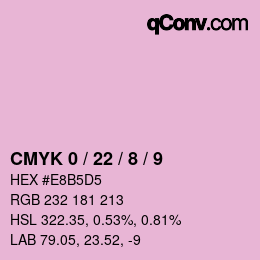 カラーコード: CMYK 0 / 22 / 8 / 9 | qconv.com