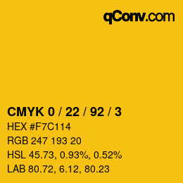 Color code: CMYK 0 / 22 / 92 / 3 | qconv.com