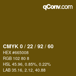 カラーコード: CMYK 0 / 22 / 92 / 60 | qconv.com