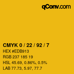カラーコード: CMYK 0 / 22 / 92 / 7 | qconv.com