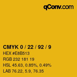 颜色代码: CMYK 0 / 22 / 92 / 9 | qconv.com