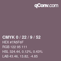 Farbcode: CMYK 0 / 22 / 9 / 52 | qconv.com