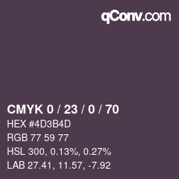 カラーコード: CMYK 0 / 23 / 0 / 70 | qconv.com