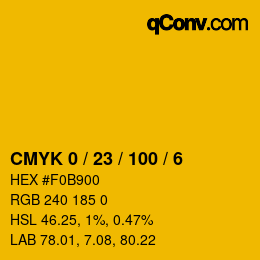 Color code: CMYK 0 / 23 / 100 / 6 | qconv.com