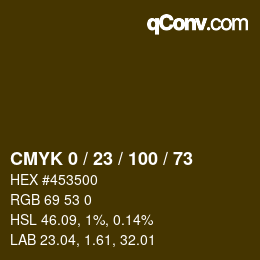 Color code: CMYK 0 / 23 / 100 / 73 | qconv.com