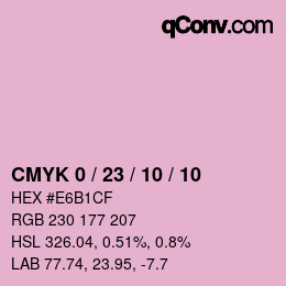 カラーコード: CMYK 0 / 23 / 10 / 10 | qconv.com