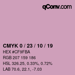 カラーコード: CMYK 0 / 23 / 10 / 19 | qconv.com