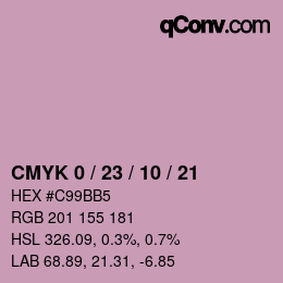 カラーコード: CMYK 0 / 23 / 10 / 21 | qconv.com