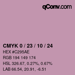 カラーコード: CMYK 0 / 23 / 10 / 24 | qconv.com