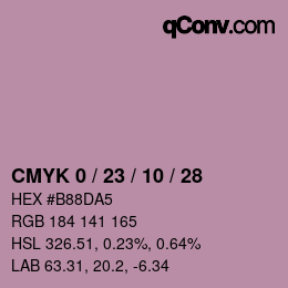 Color code: CMYK 0 / 23 / 10 / 28 | qconv.com