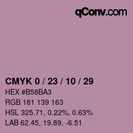 カラーコード: CMYK 0 / 23 / 10 / 29 | qconv.com