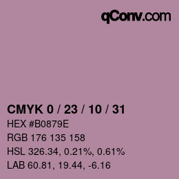 カラーコード: CMYK 0 / 23 / 10 / 31 | qconv.com