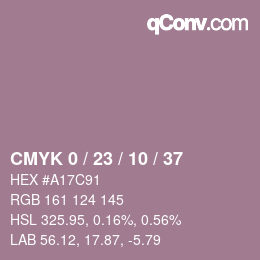 カラーコード: CMYK 0 / 23 / 10 / 37 | qconv.com