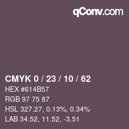 カラーコード: CMYK 0 / 23 / 10 / 62 | qconv.com