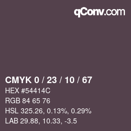 カラーコード: CMYK 0 / 23 / 10 / 67 | qconv.com