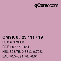 カラーコード: CMYK 0 / 23 / 11 / 19 | qconv.com