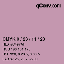 カラーコード: CMYK 0 / 23 / 11 / 23 | qconv.com
