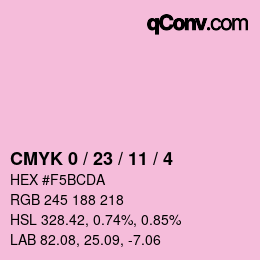 カラーコード: CMYK 0 / 23 / 11 / 4 | qconv.com