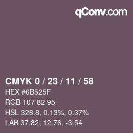 カラーコード: CMYK 0 / 23 / 11 / 58 | qconv.com