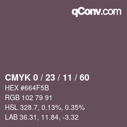 カラーコード: CMYK 0 / 23 / 11 / 60 | qconv.com