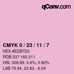 カラーコード: CMYK 0 / 23 / 11 / 7 | qconv.com