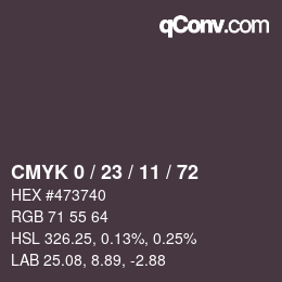 Color code: CMYK 0 / 23 / 11 / 72 | qconv.com