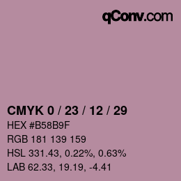颜色代码: CMYK 0 / 23 / 12 / 29 | qconv.com