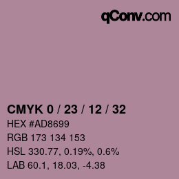 颜色代码: CMYK 0 / 23 / 12 / 32 | qconv.com