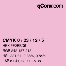 カラーコード: CMYK 0 / 23 / 12 / 5 | qconv.com