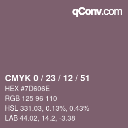 Color code: CMYK 0 / 23 / 12 / 51 | qconv.com