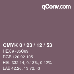 Color code: CMYK 0 / 23 / 12 / 53 | qconv.com