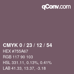 Color code: CMYK 0 / 23 / 12 / 54 | qconv.com