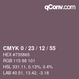Color code: CMYK 0 / 23 / 12 / 55 | qconv.com