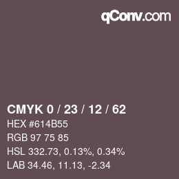 カラーコード: CMYK 0 / 23 / 12 / 62 | qconv.com